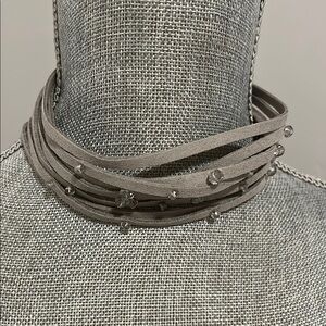 NWOT Faux Suede Grey Choker Necklace